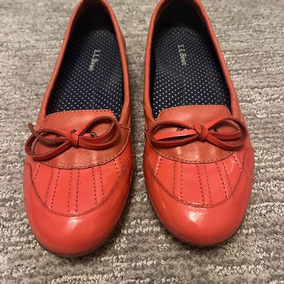 LL Bean Coastal Skimmer Flats Sz 8 Red Coral Waterproof Shoes Flats Slip On - Picture 2 of 7